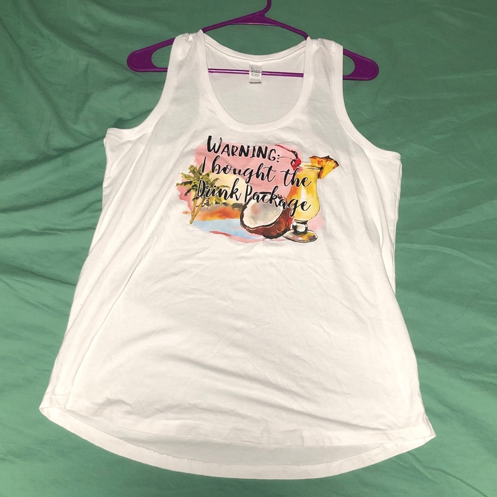 Custom Made “Warning: I Bought the Drink Package” Tank Top